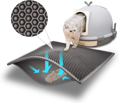 Waterproof Cat Litter Mat - Dual-Layer, Anti-Slip, Easy Cleanup