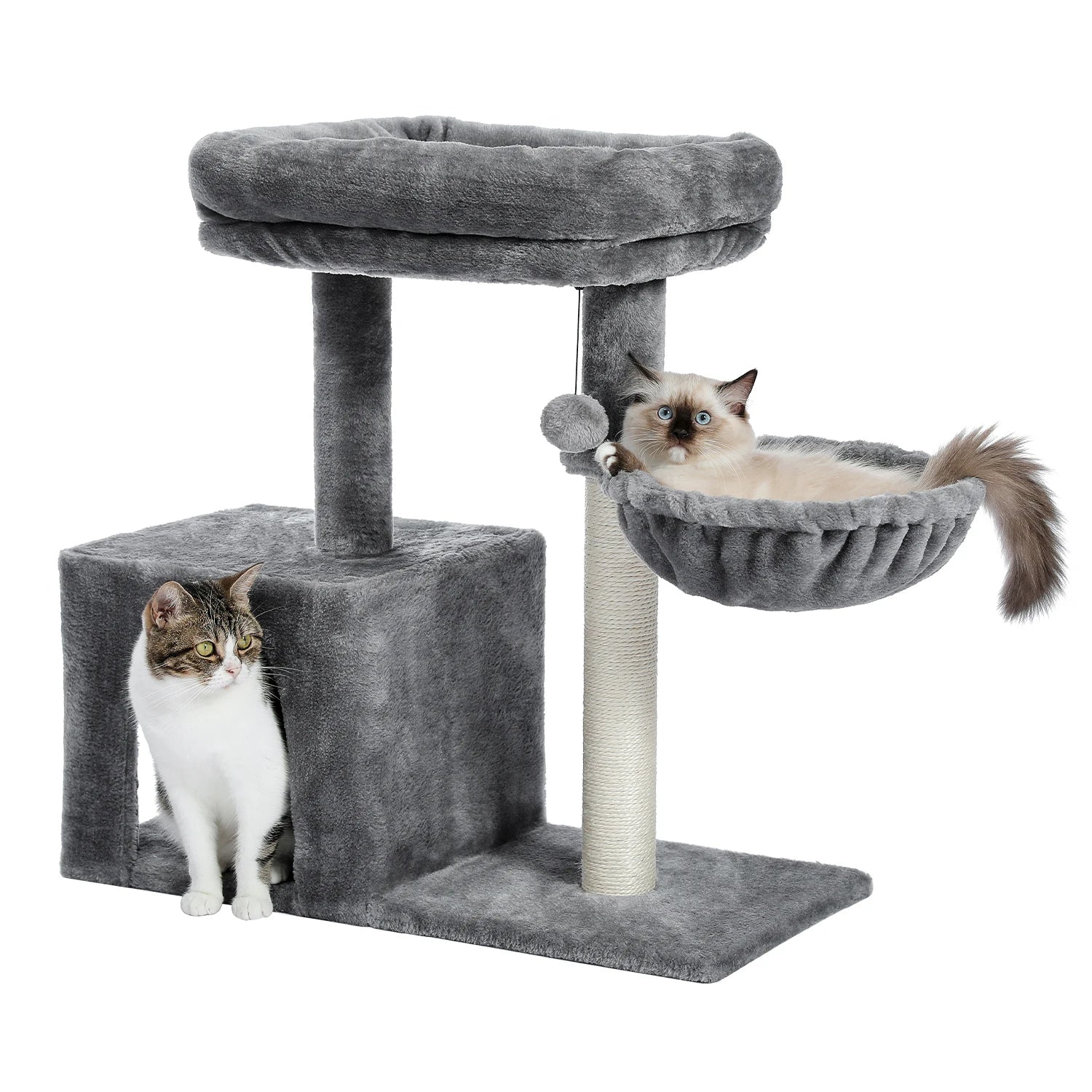 Cat Tree Condo with Sisal Scratching Posts, Perch & Hammock for Cats