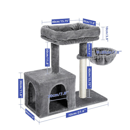 Cat Tree Condo with Sisal Scratching Posts, Perch & Hammock for Cats