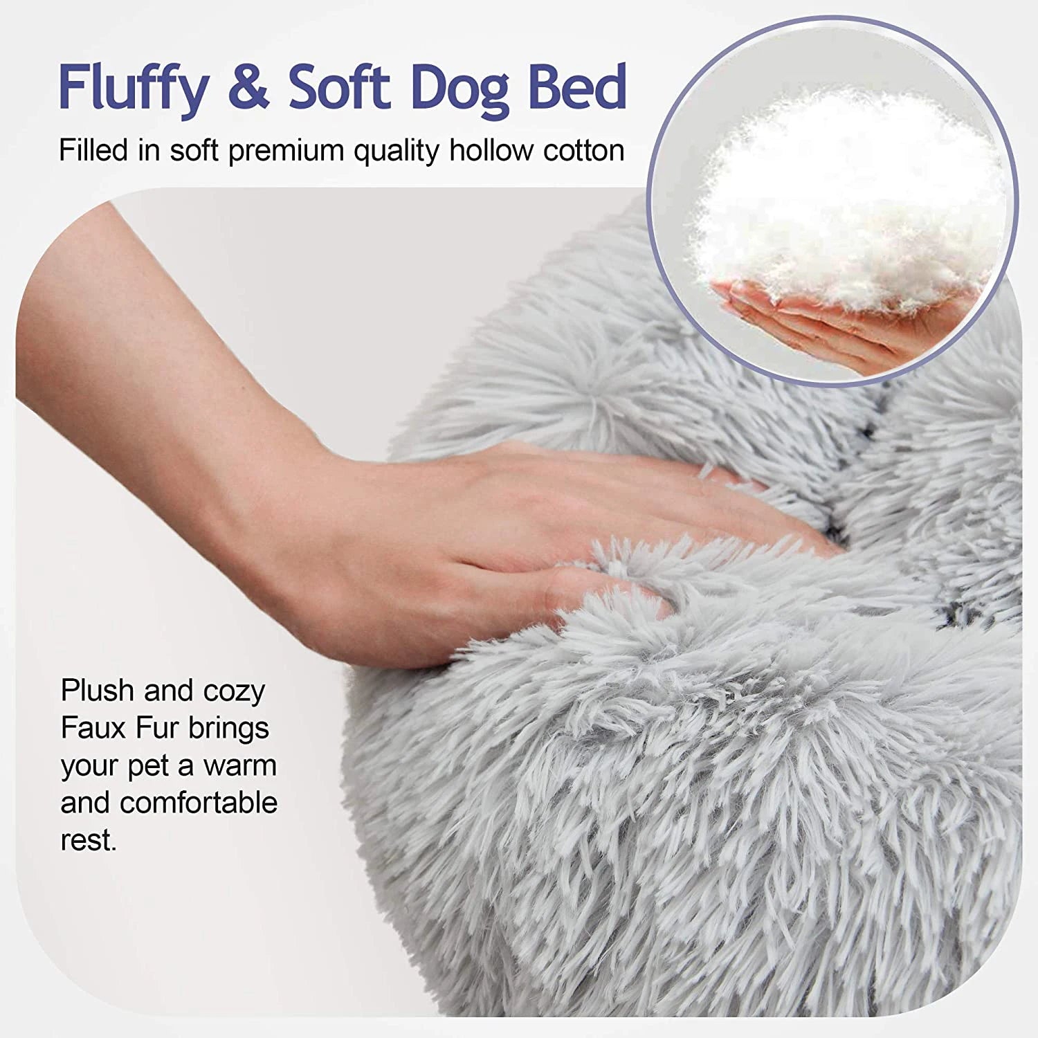 Soft Plush Round Pet Bed - Cozy and Supportive for Cats and Dogs