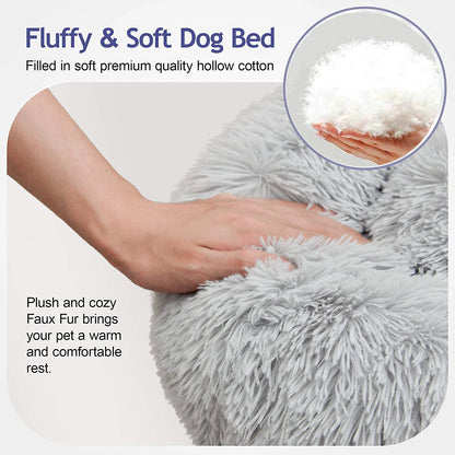 Soft Plush Round Pet Bed - Cozy and Supportive for Cats and Dogs