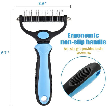 Professional De-matting & De-shedding Brush - Safe, Ergonomic, Gentle for Pets