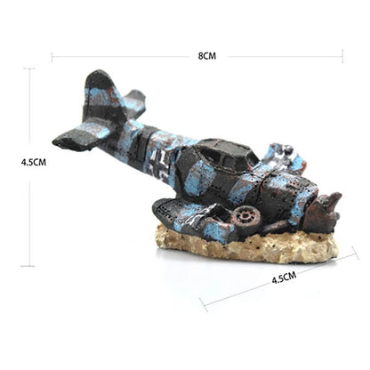 Small Aircraft Aquarium Decoration – Non-Toxic Resin Ornament