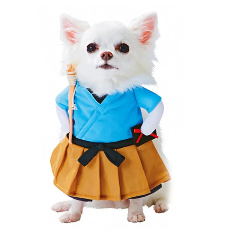 Samurai Pet Costume - Fierce and Regal Outfit for Cats and Small Dogs