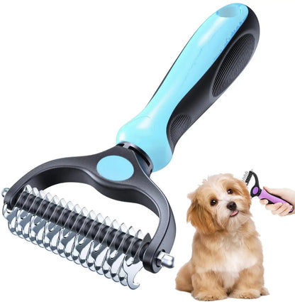 Professional De-matting & De-shedding Brush - Safe, Ergonomic, Gentle for Pets