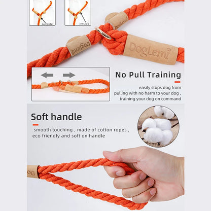 Durable Cotton Rope Dog Leash – Soft, No-Pull Training Lead