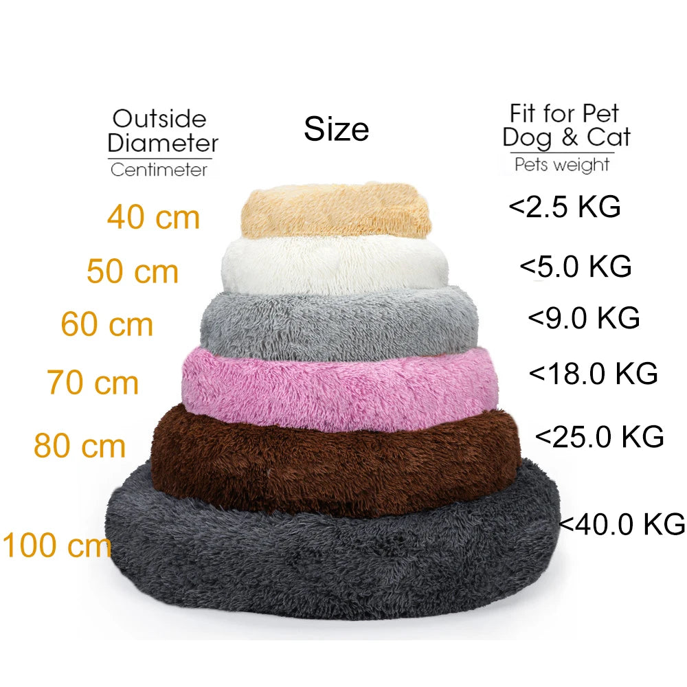 Soft Plush Round Pet Bed - Cozy and Supportive for Cats and Dogs