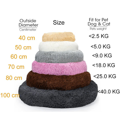 Soft Plush Round Pet Bed - Cozy and Supportive for Cats and Dogs