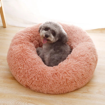 Soft Plush Round Pet Bed - Cozy and Supportive for Cats and Dogs