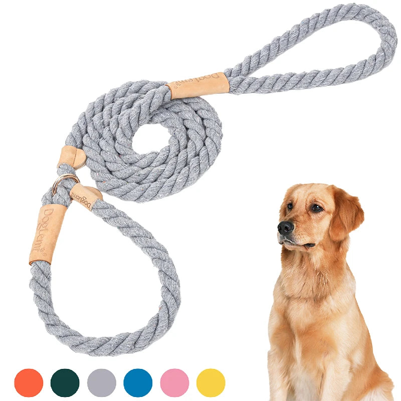 Durable Cotton Rope Dog Leash – Soft, No-Pull Training Lead