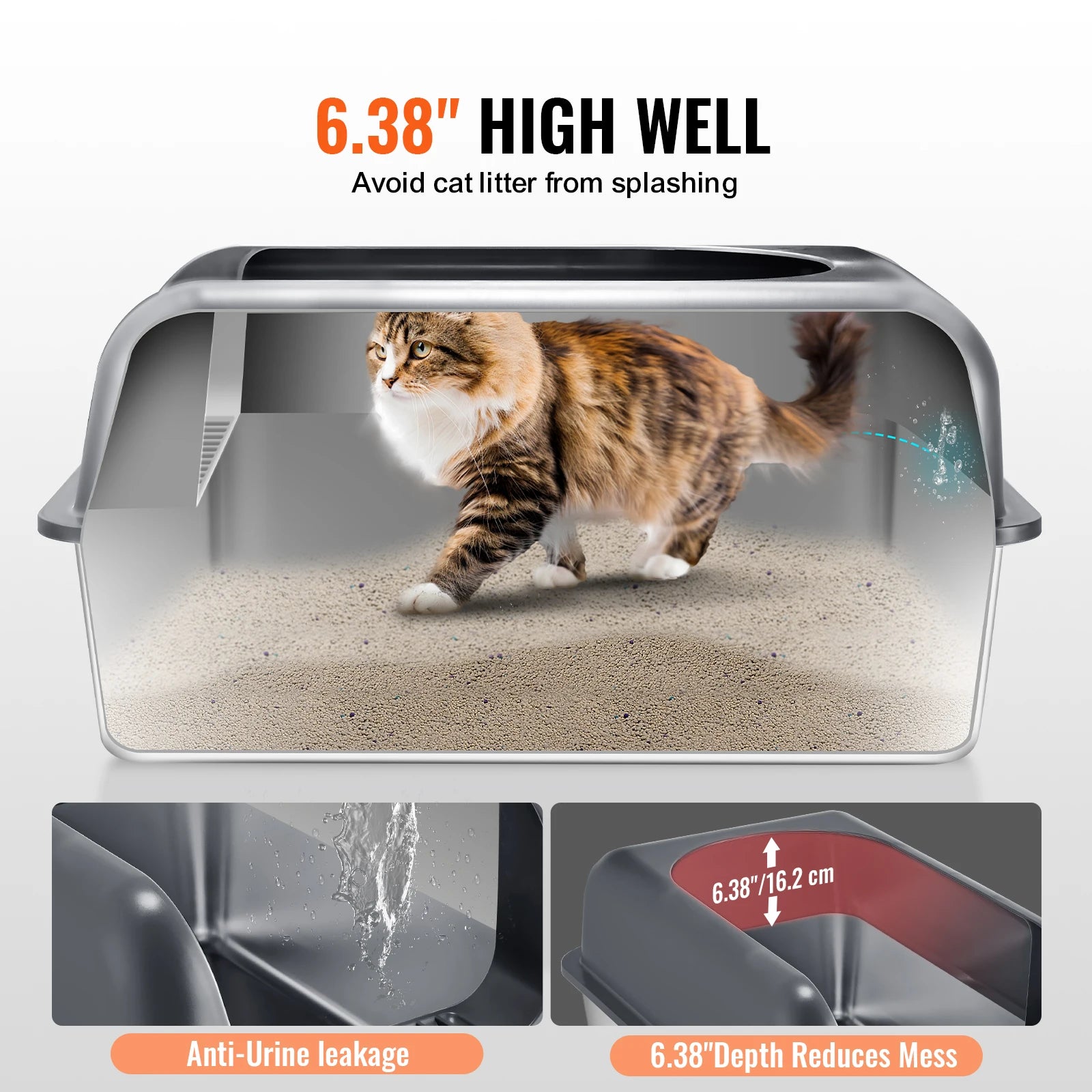 Stainless Steel Cat Litter Box, Durable, Rust-Resistant, Easy Clean