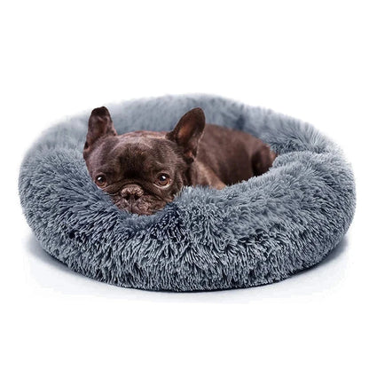 Soft Plush Round Pet Bed - Cozy and Supportive for Cats and Dogs