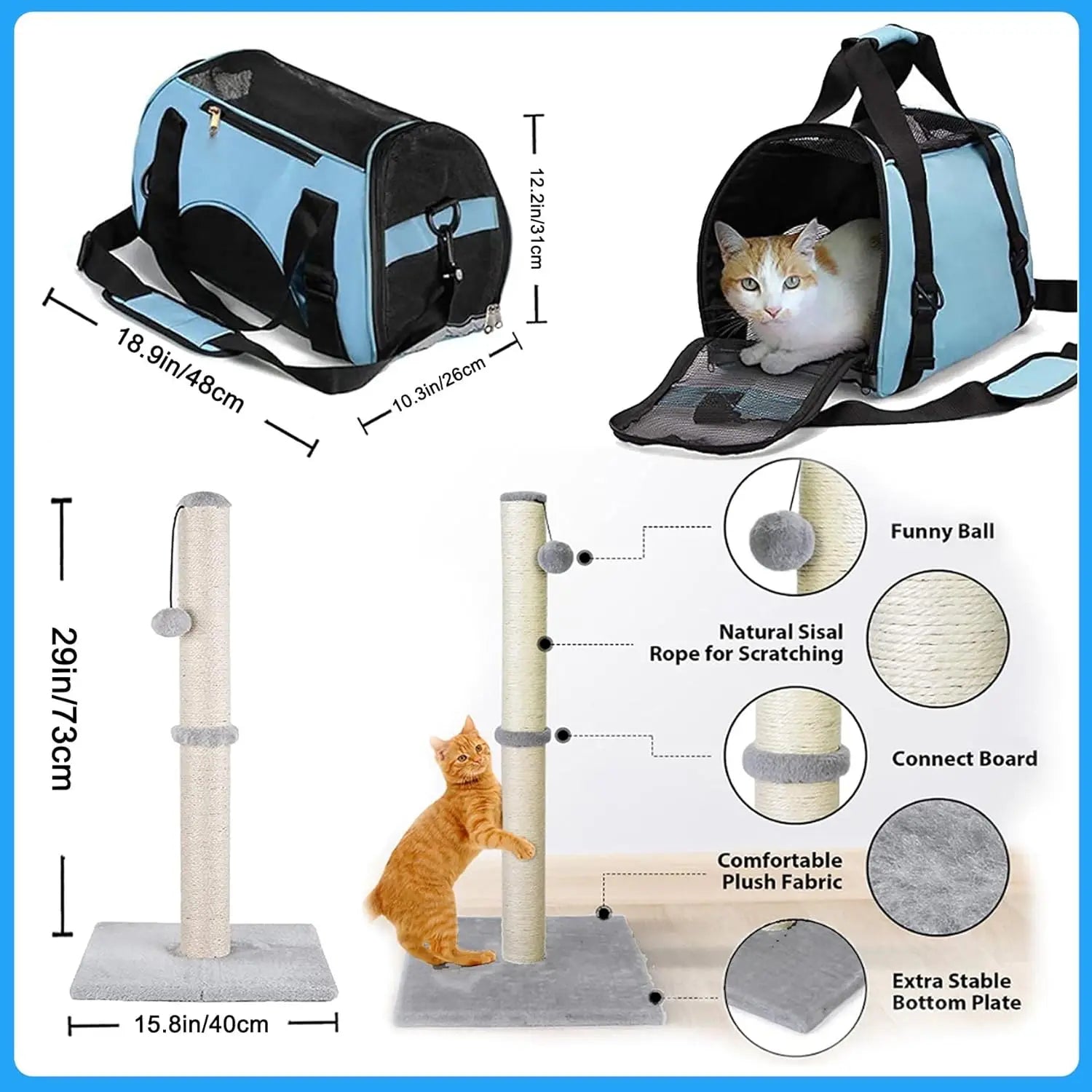 Kitten Starter Pack with Essentials, Scratching, Grooming, Travel Gear