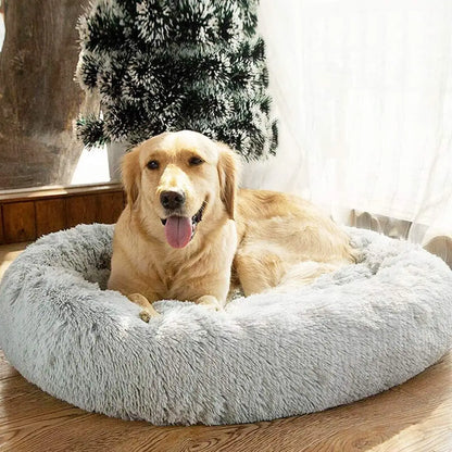 Soft Plush Round Pet Bed - Cozy and Supportive for Cats and Dogs