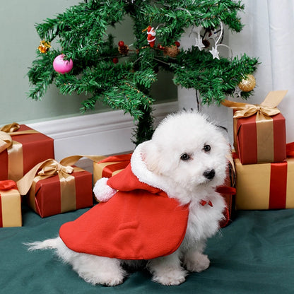 Festive Christmas Pet Cape with Hat - Holiday Outfit for Cats and Small Dogs