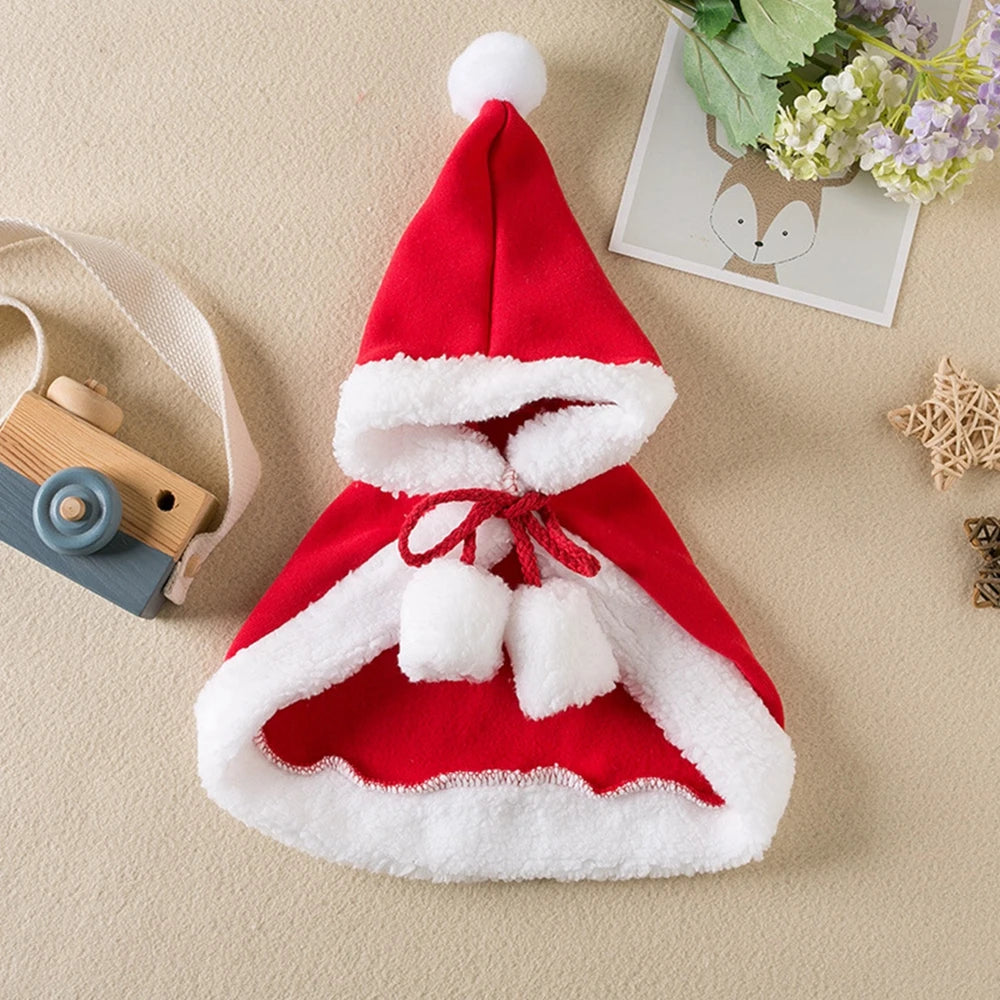 Festive Christmas Pet Cape with Hat - Holiday Outfit for Cats and Small Dogs