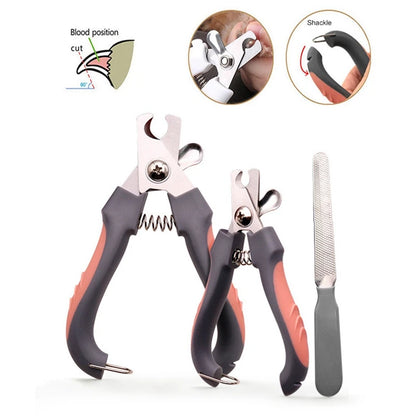 Pet Grooming Kit - Nail Clippers, Dual Comb, Massage Brush, Easy & Safe