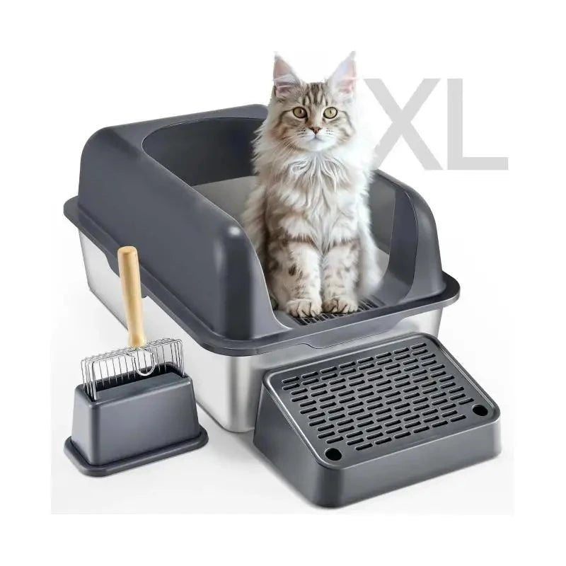 Stainless Steel Cat Litter Box, Durable, Rust-Resistant, Easy Clean