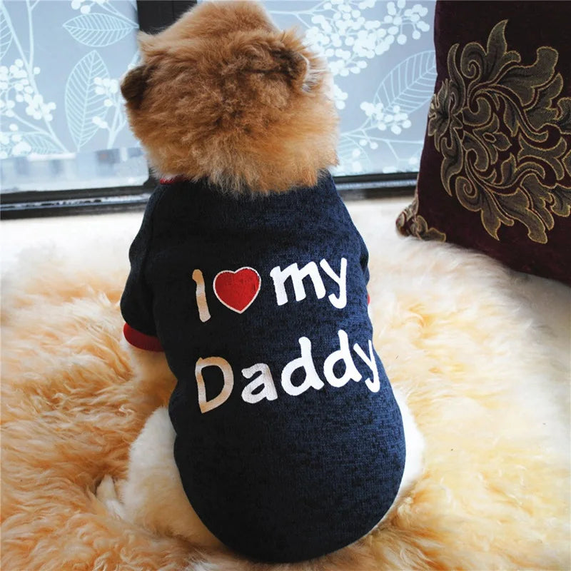 Adorable "I Love My Mommy/Daddy" Pet T-Shirt - Soft Cotton Dog Shirt for Small Dogs