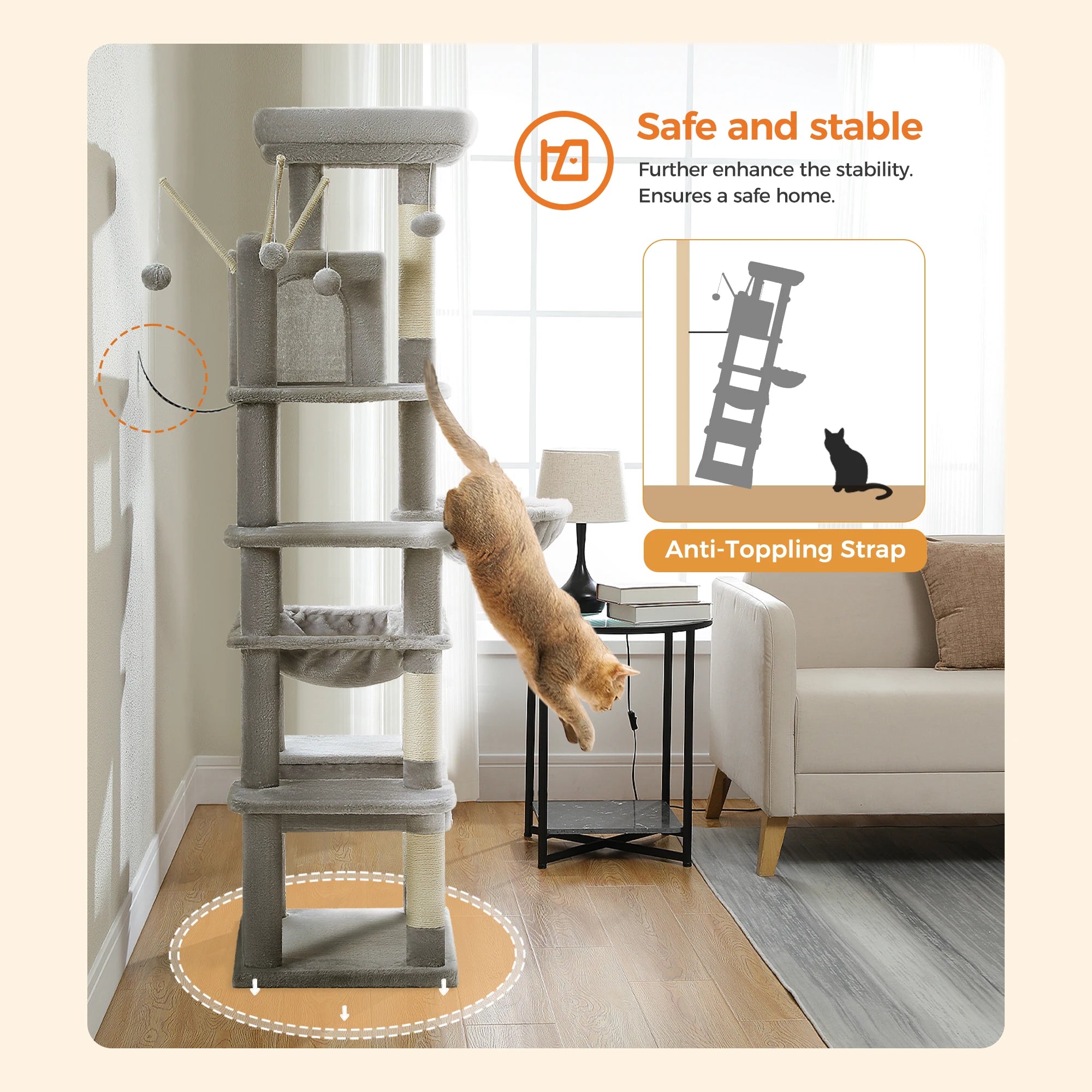 7 Layer Cat Tower with Scratching Post - Free Shipping