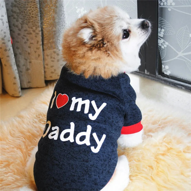 Adorable "I Love My Mommy/Daddy" Pet T-Shirt - Soft Cotton Dog Shirt for Small Dogs