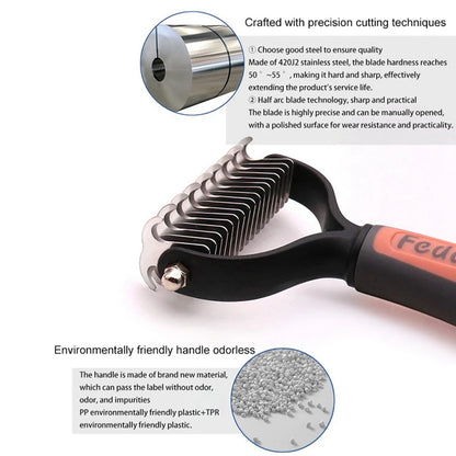 Pet Grooming Kit - Nail Clippers, Dual Comb, Massage Brush, Easy & Safe