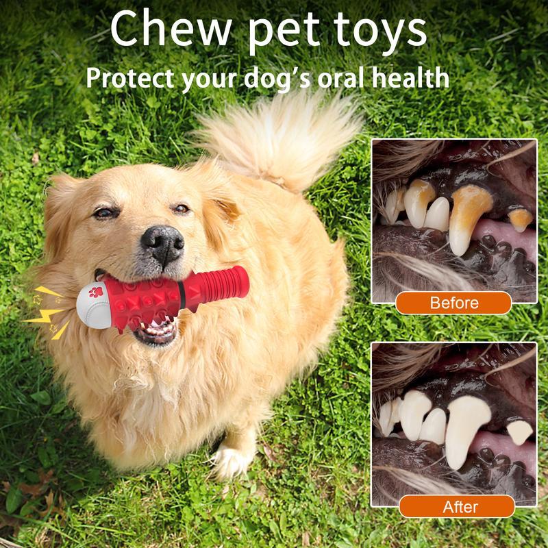 Durable Rubber Dog Chewing Toy with Squeaker for Oral Health