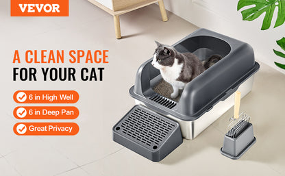 Stainless Steel Cat Litter Box, Durable, Rust-Resistant, Easy Clean